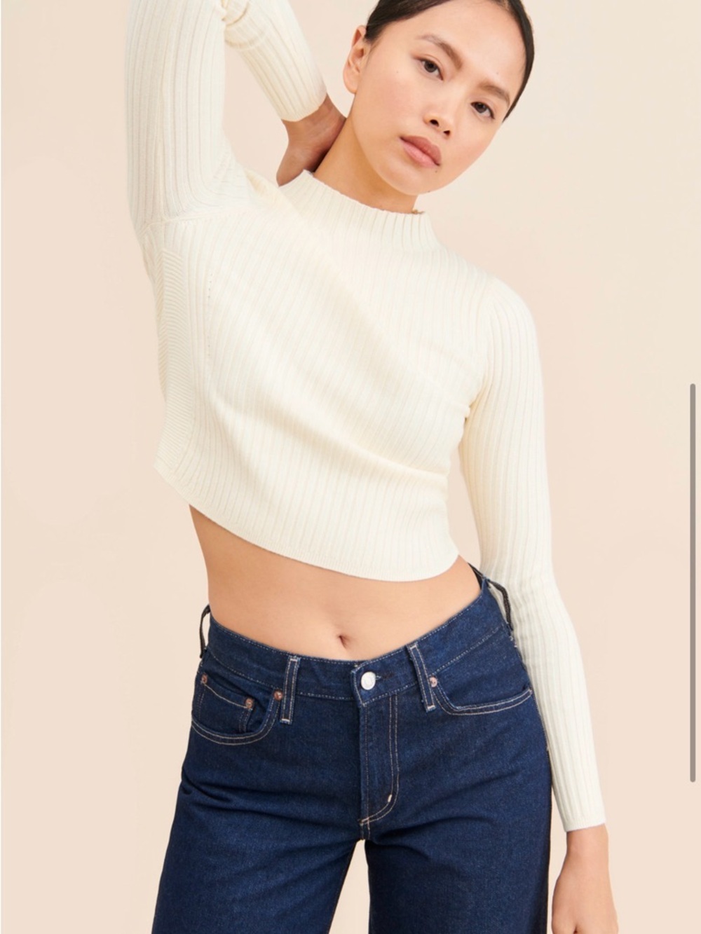 Sadie & Sage Cream Ribbed Turtleneck Sweater